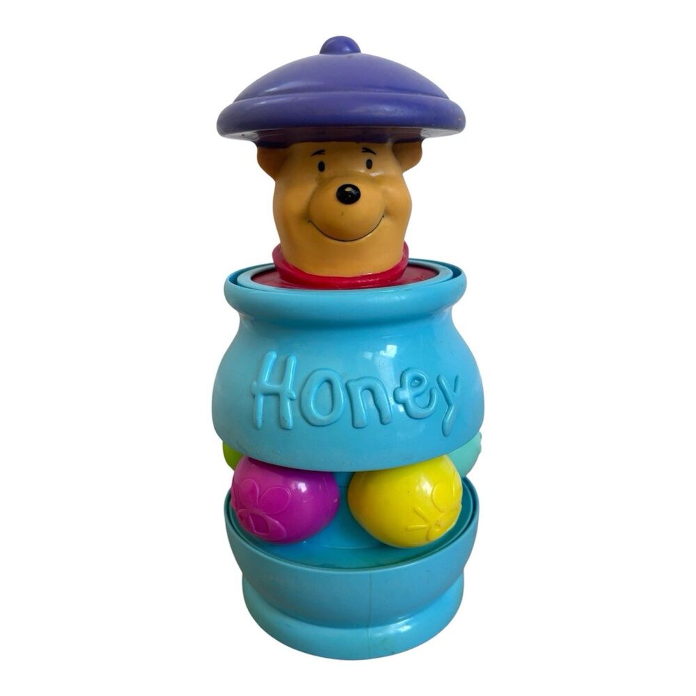 VINTAGE Disney Winnie The Pooh Spinning Honey Pot Pop-Up Baby Toy Mattel